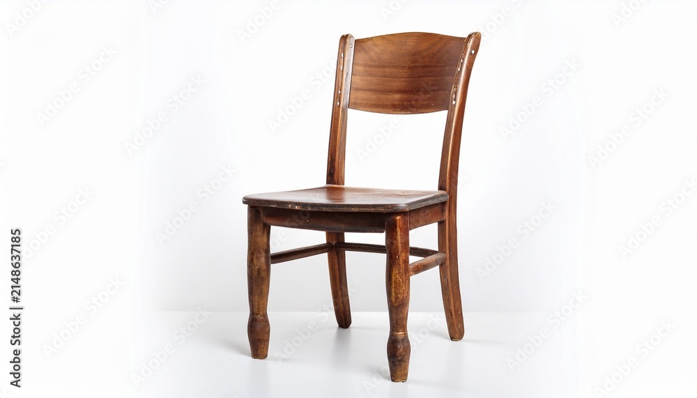 Fototapeta premium Old Vintage Wooden Chair Isolated On White Background