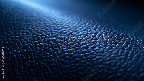 Macro Close-Up of Dark Blue Leather Texture Surface