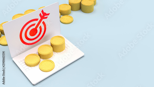 Financial Success Target With Gold Coins and Digital Growth 3d render.