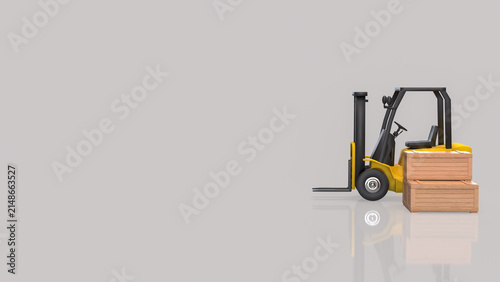 Industrial Forklift with Wooden Cargo Crates for Warehouse Logistics 3d render.