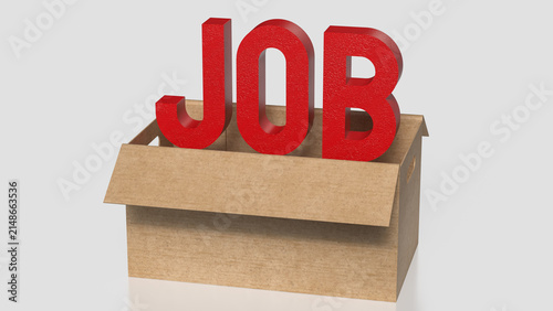 New Job Opportunity Emerging from an Open Cardboard Box 3d render.
