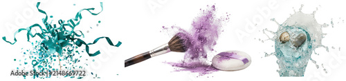 фотографія A set of colorful burst and splash elements featuring water, ribbon, and powder motion effects