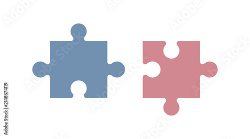Blue and pink puzzle pieces representing concept of Gender Reveal Invitation  