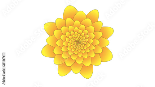 Abstract Yellow Floral Mandala Geometric Flower Isolated on White Background