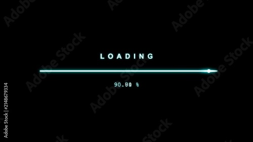 Futuristic cyan digital loading bar with percentage counter