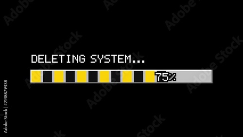 Retro pixel art animation of system deletion progress bar