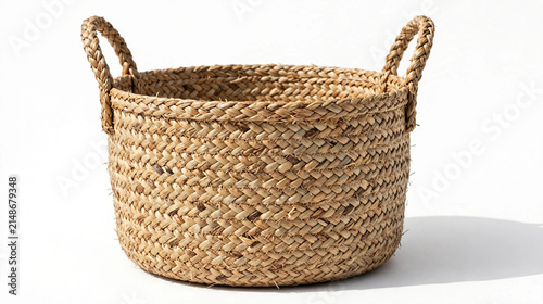 Cesta de palha trançada natural