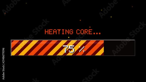Retro pixel art loading bar for heating core reaching full status