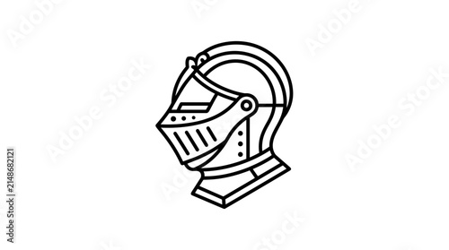 Knight helmet icon line art