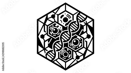 Molecular structure and dna helix abstract design
