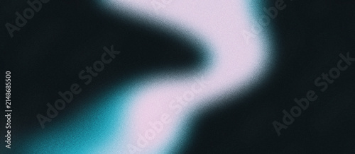 Retro style grainy background, purple turquoise abstract shape on black noisy backdrop, glowing vibrant noise texture header, banner, poster, music cd cover design
