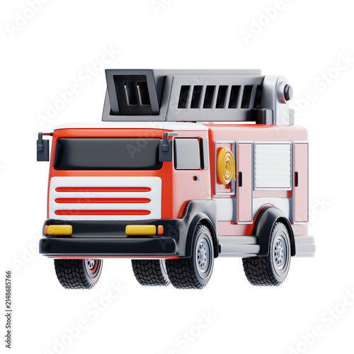 Fotografie Fire Engine Truck With Ladder