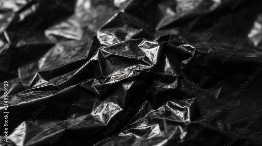 Naklejka premium Textured Black Crumpled Plastic Background for Creative Use