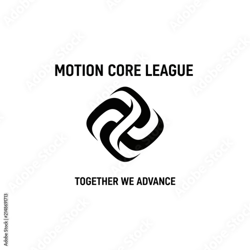 Motion Core League Logo: Together We Advance, Abstract Swirl Icon