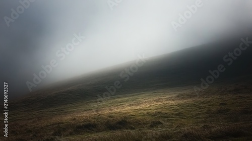 Misty hillside landscape bathed in soft light.