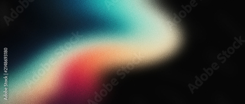 Obraz na płótnie Vibrant orange teal white psychedelic grainy gradient color flow wave on black b