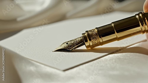 Close-Up of a White Card Resting on Smooth Ivory Satin Fabric with Soft Highlights