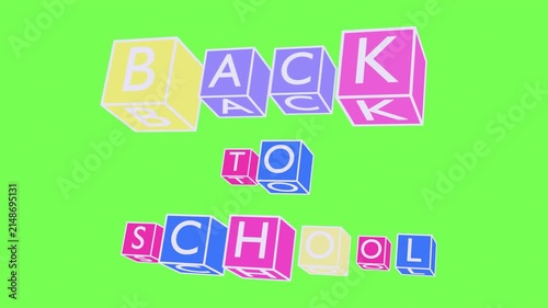 3D Rotating Cubes with Back to School Kinetic Typography on Green Screen