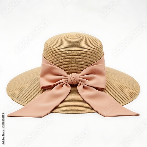 A beautiful straw hat with a pink ribbon