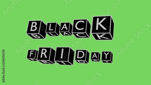 3D Rotating Black and White Cubes with Black Friday Kinetic Typography on Green Screen