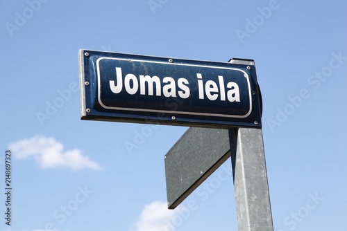 Jomas iela street sign in Jurmala, Latvia