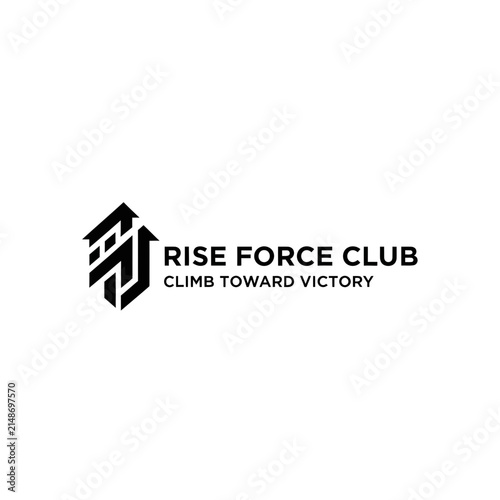 Rise Force Club Logo: Upward Arrows, Victory, Motivation, Isolated