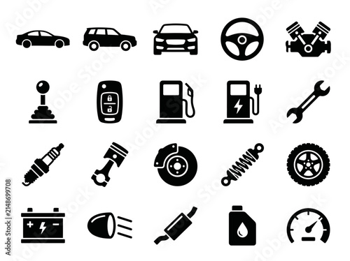 Automotive and Car Maintenance Icons Set