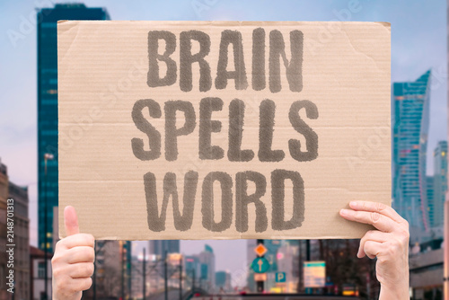 Obraz na plátne "Brain Spells Word" Neurotech allows typing by thought alone