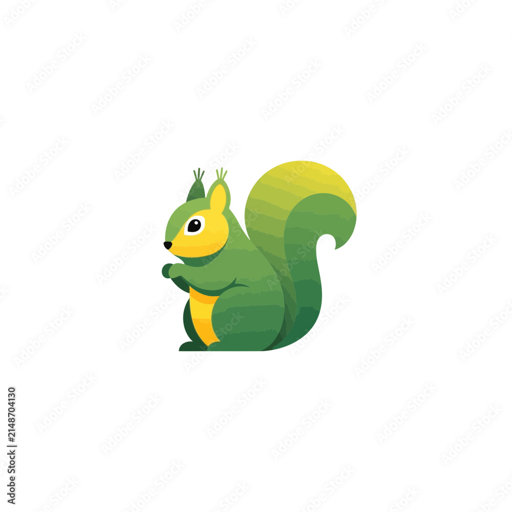 Obraz premium Modern Stylized Green Squirrel Illustration for Eco-Friendly Branding