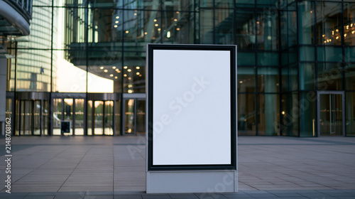 Blank Vertical Billboard Mockup Outside Modern Corporate Building