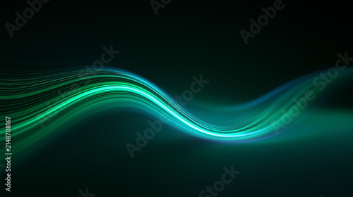 Abstract Glowing Green Digital Light Wave Background
