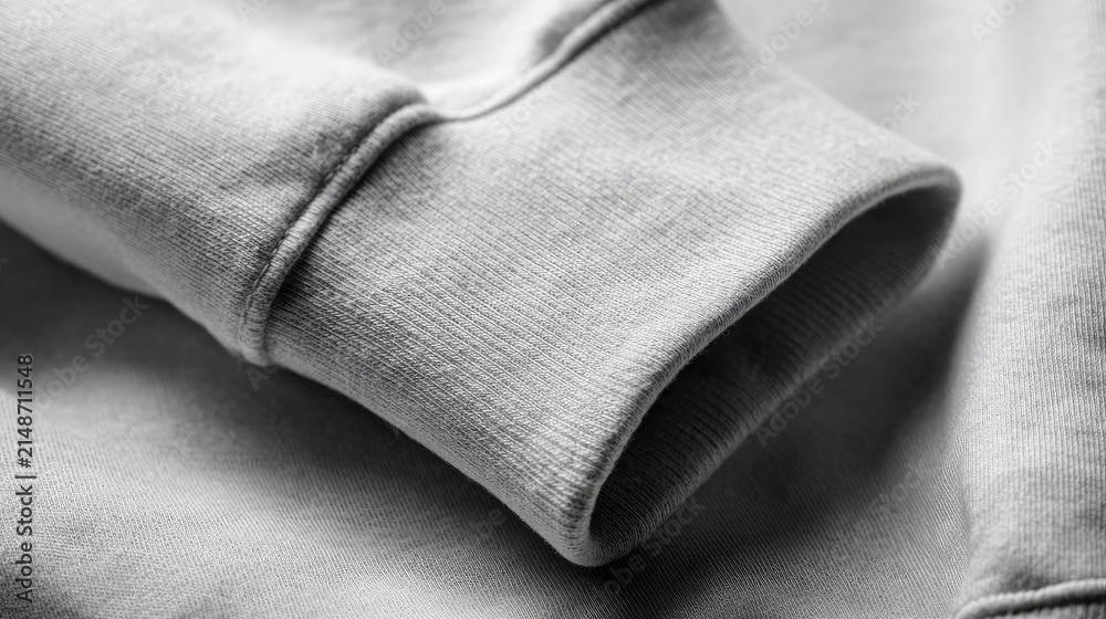 Fototapeta premium Close-up of a light gray sweatshirt sleeve