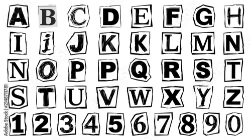 Cut Out Alphabet Letters and Numbers Isolated Transparent Background