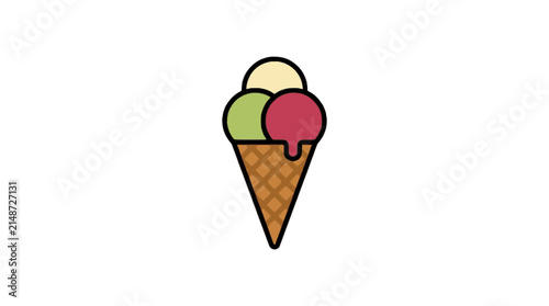 Gelato Street Food flat vector illustration, food cuisine icon, restaurant menu logo design