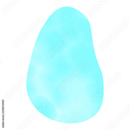 アクアブルーの水彩流体シェイプ 背景透過PNG｜Watercolor Aqua Blue Organic Fluid Shape Isolated PNG