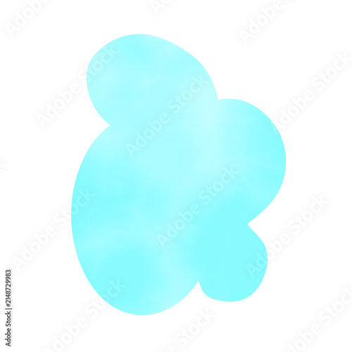 アクアブルーの水彩流体シェイプ 背景透過PNG｜Watercolor Aqua Blue Organic Fluid Shape Isolated PNG