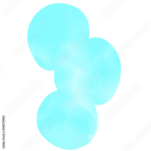 アクアブルーの水彩流体シェイプ 背景透過PNG｜Watercolor Aqua Blue Organic Fluid Shape Isolated PNG