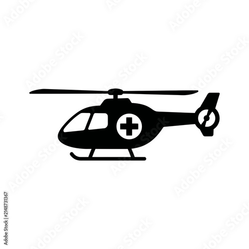 Medical helicopter icon, air ambulance, emergency transport