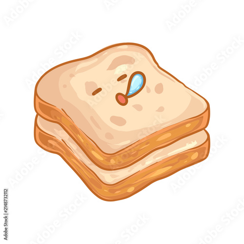 illustration art hand drawn cute bread with sleep feature sticker design