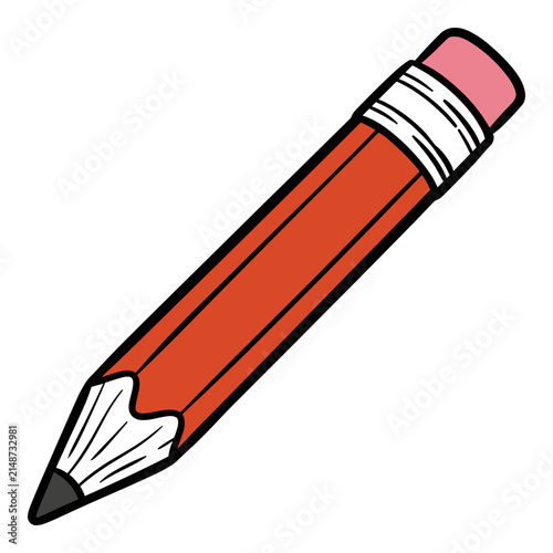 Classic Red Pencil with Pink Eraser and Sharpened Tip
