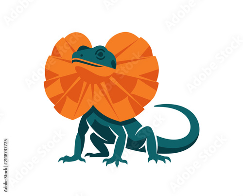 Frilled Lizard Isolated on White Background - Reptile Illustration