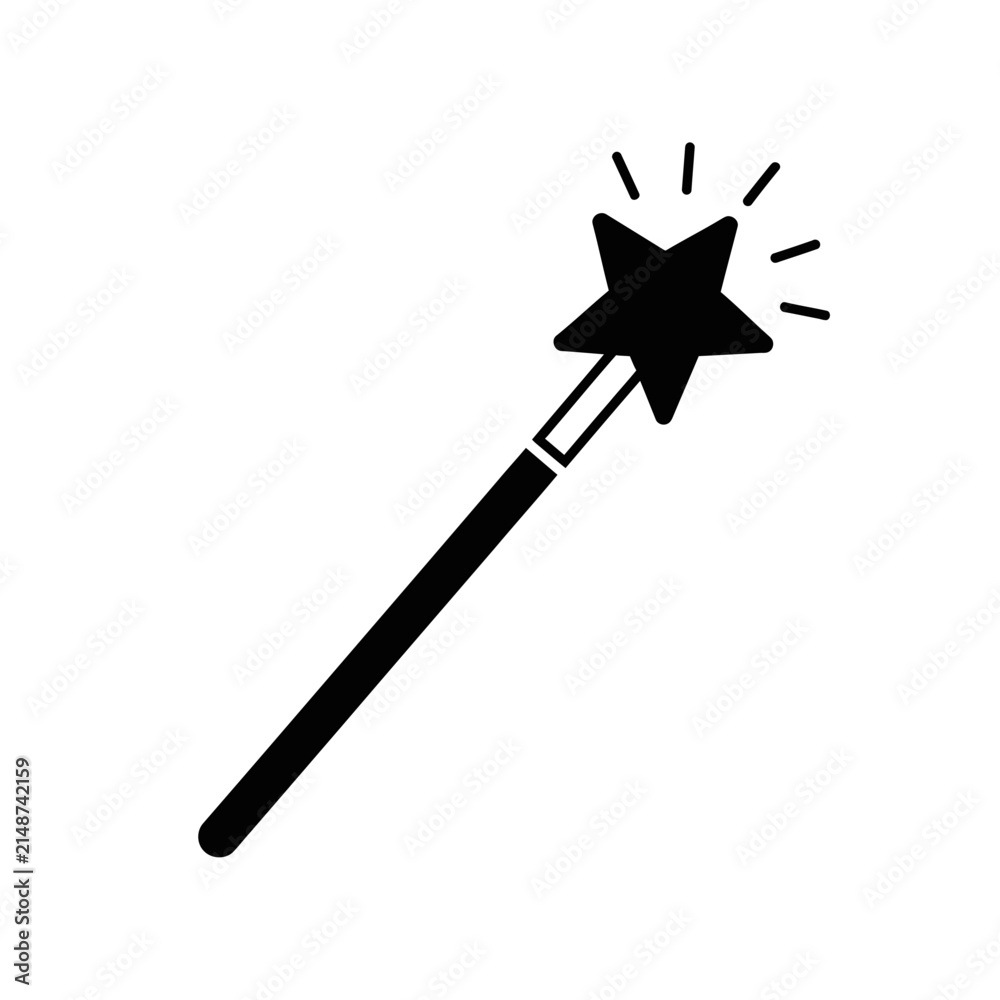 Naklejka premium Magic Wand Star Icon Isolated