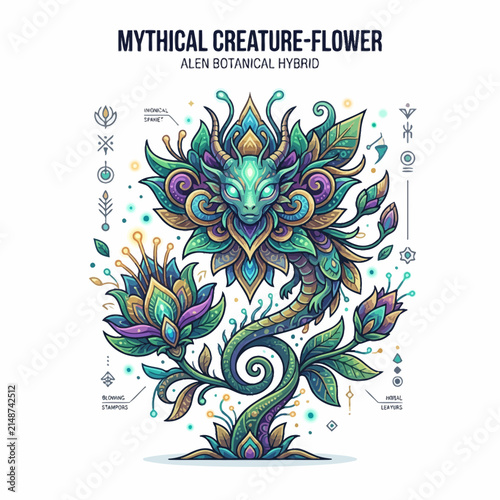 Mythical Creature Flower Hybrid: Dragon Plant Art