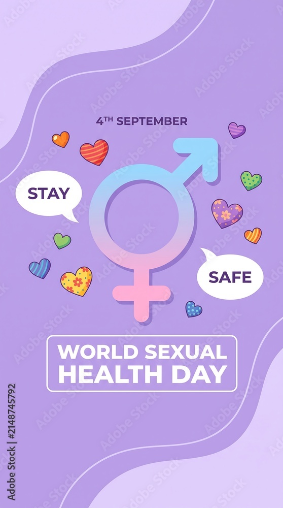 Fototapeta premium World Sexual Health Day September 4th vertical story template with gender symbol