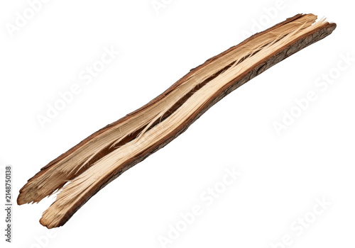 Broken wooden stick isolated on transparent background
