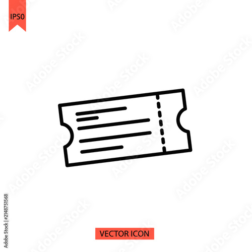 Ticket icon, isolated on transparent background, vector graphic