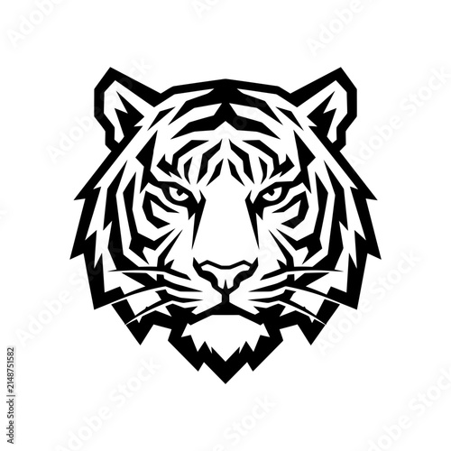 Tiger Head Icon, Geometric Style, Isolated on Transparent Background