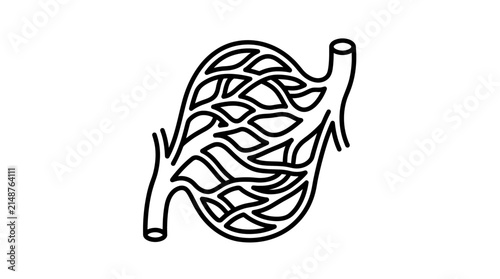 Abstract network of interconnected vessels and tubes representing a biological system