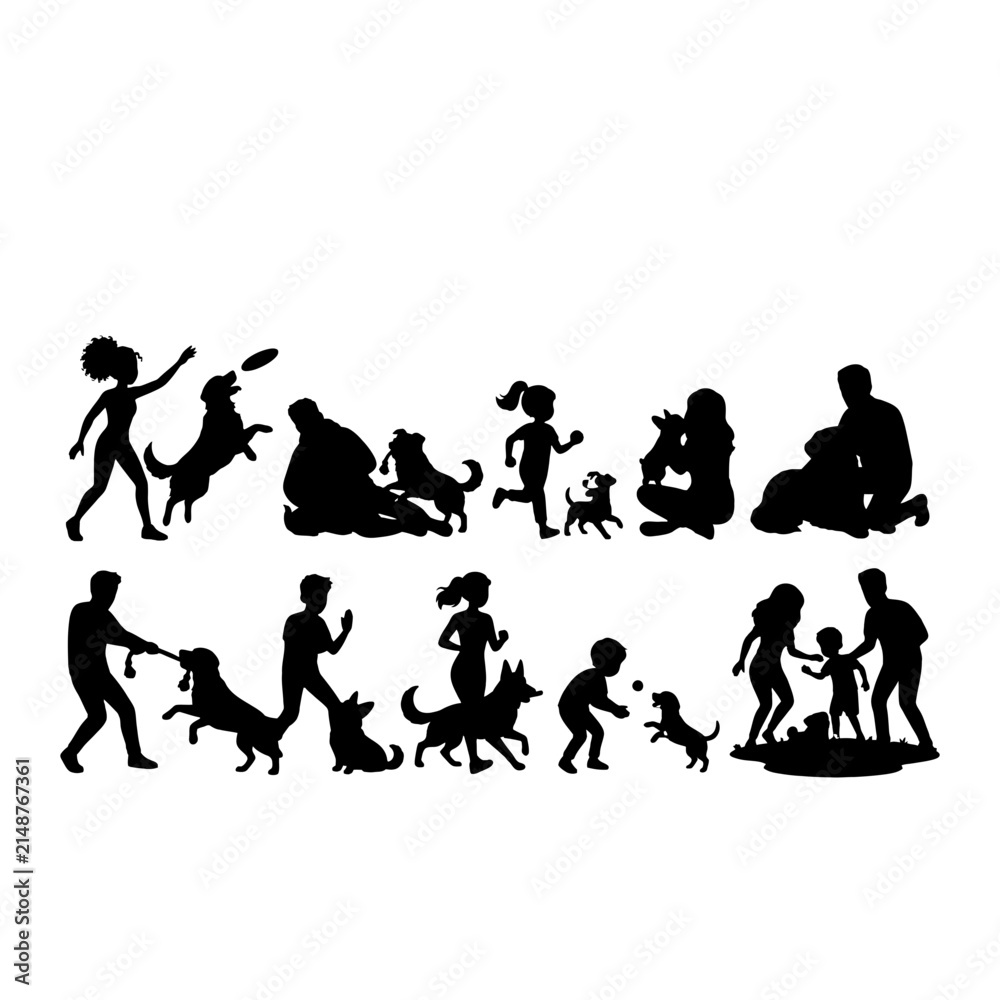 Obraz premium Black and white silhouette people icons showing evolution and daily activities