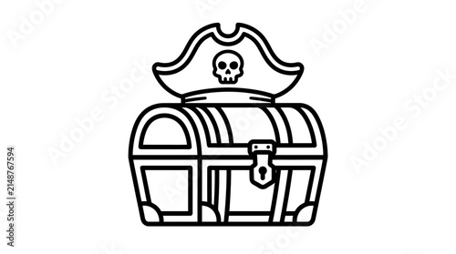 Treasure chest with pirate hat icon symbolizing wealth and adventure